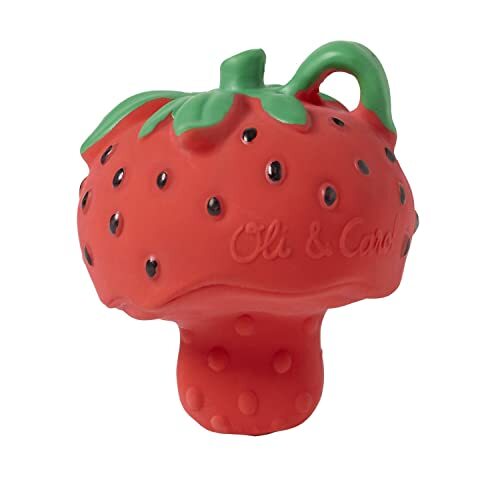 Oli & Carol - Mini-bijtring van natuurlijk rubber, aardbeien, rood, Sweetie the Strawberry