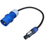 NWP Netsnoer 0,5 m 3-polige CEE-stekker 16A naar powerCON blauw NAC3FXXA-W-S - 3x1,5 mm² - rubberen slangkabel