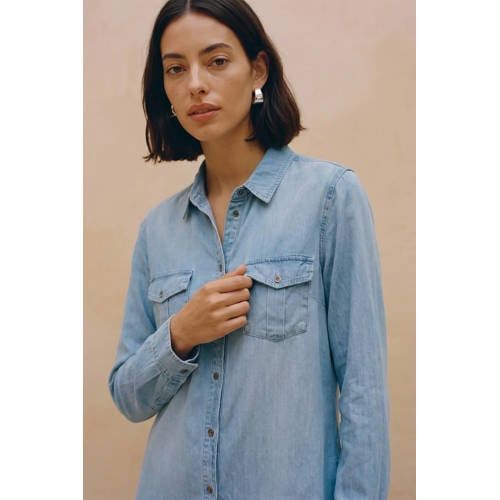 VERO MODA VMSILLA LS SHORT DRESS LT BL GA NOOS - Jeansjurk - Maat XL - Light Blue Denim