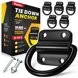 PAMAZY 6 stuks zware stalen D-ringen vastbinden ankers, ultra duurzame 5000 lbs breeksterkte oppervlak mount haken vastzetten lading voor aanhangwagen, vrachtwagen bed, met schroeven en bouten, 2,75