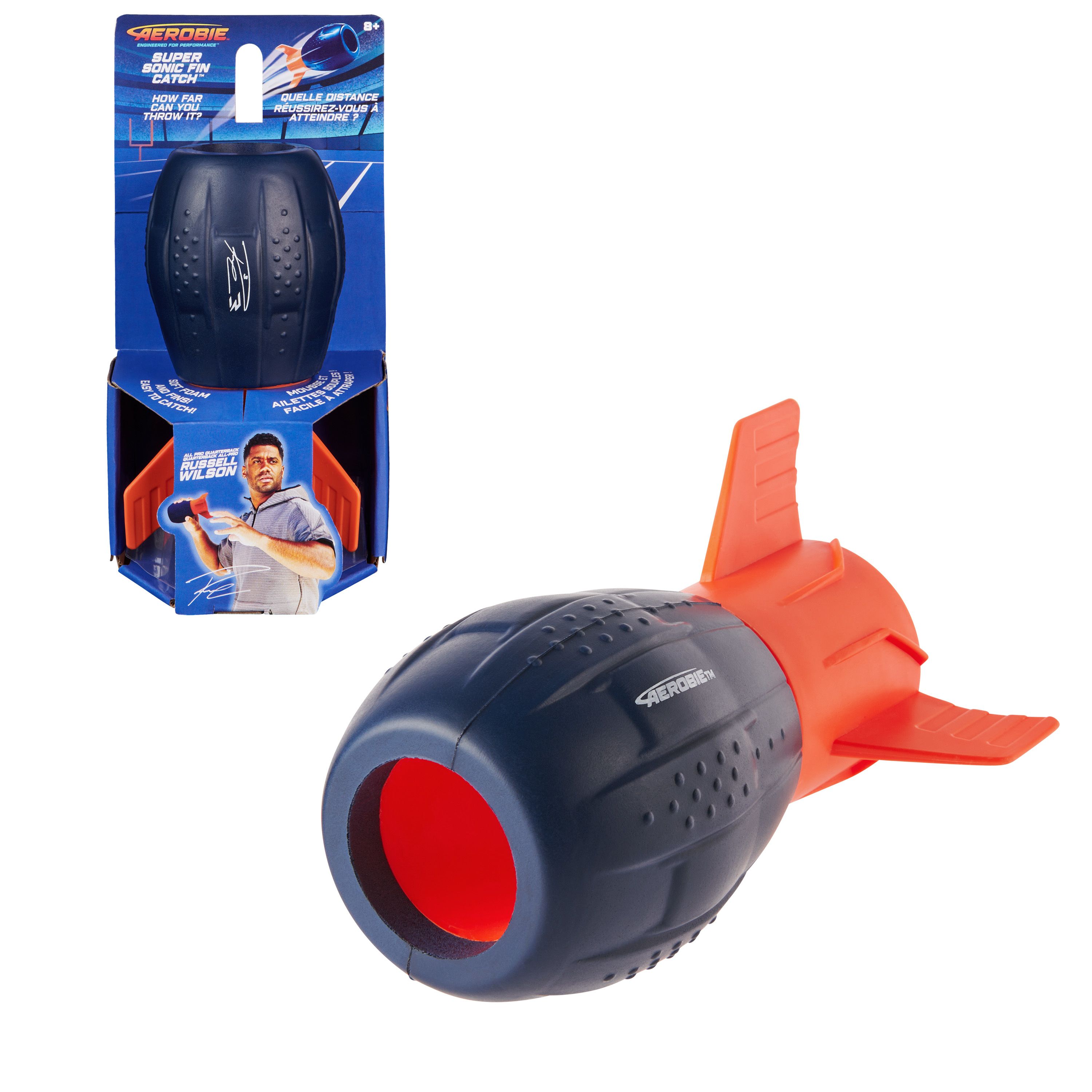 Aerobie Super Sonic Fin Catch Throwing Ball - Foam - Blue/Orange