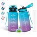 Drinkfles 500 ml drinkfles voor kinderen, met rietje, gemakkelijk te reinigen, lekvrij, tijdmarkering, voor school, reizen, camping, blauw-paars