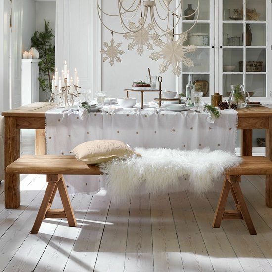 LOBERON Tafelkleed Fjalara wit/goudkleurig