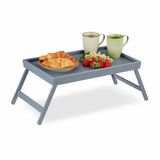 Relaxdays Bedtafel - bamboe - inklapbaar - grijs - 63.5 x 31 x 22 cm