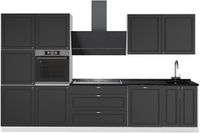 Vicco Complete keukeneenheid Fame-Line, Anthrazit-Gold Landhaus/Wit, 340 cm zonder werkblad