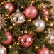 Decoris Kunststof Kerstballen 8 cm - Zilver - Oudroze - 12 stuks