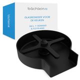 Bächlein Glasreiniger (Mat Zwart) Glazenspoeler van Roestvrij Staal - Glazendouche inclusief T-verdeler en Flexibele Slang - Automatische Spoeler voor de Keuken