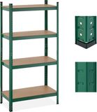 Relaxdays stellingkast staal - 280 kg - 156 x 80 x 40 cm - 4 planken - opbergrek garage - groen