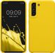 kwmobile telefoonhoesje geschikt voor Samsung Galaxy S21 FE - Hoesje met siliconen coating - Smartphone case in stralend geel