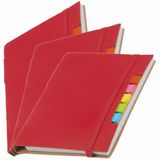 Merkloos Schoolschrift / notitieboekje - Pakket van 3x stuks - A6 formaat - 70 gelinieerde pagina's - rood - met balpen