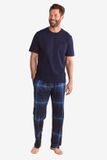 Next - Heren - Pyjama van jersey met korte mouwen - Blauw