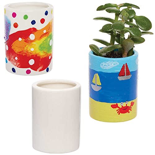 Baker Ross Baker Ross FC820 Mini Succulent Plant Porseleinen Bloempotten - Doos van 6, Knutselsets voor Kinderen, Plantenpot Schilderen, Keramiek Ambachten