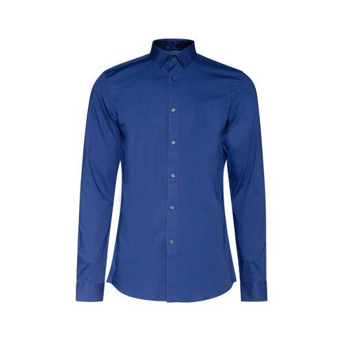 WE Fashion slim fit overhemd blauw