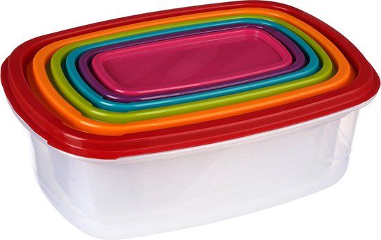 Five® Nestbare Vershoudbakjes - Met Deksel - BPA-vrij - Meerkleurig
