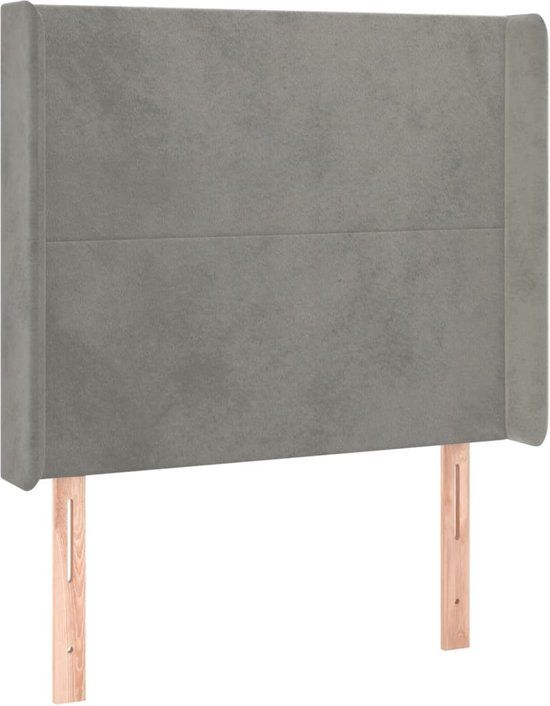 vidaXL Hoofdbord met randen fluweel lichtgrijs 93x16x118/128 cm