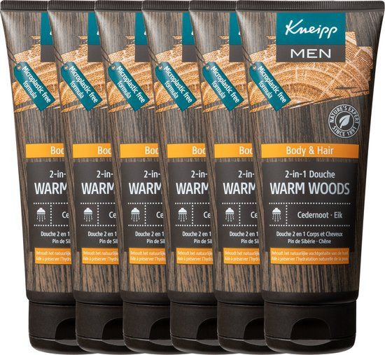 Kneipp Men Warm Woods 2-in-1 Douchegel & Shampoo - 6 x 200ml - Voordeelverpakking