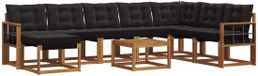 vidaXL Hoek loungeset 8 zitplekken Naturel en zwart Acacia hout
