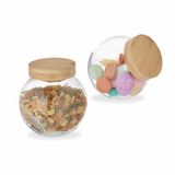Relaxdays Glazen voorraadpotten met bamboe deksel - set van 2 - 1,5 liter