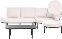 Beliani POLLINA - Tuinbank met salontafel - Zwart/Lichtbeige - Aluminium