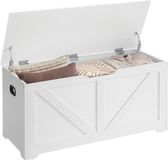 Vasagle Bank met opbergruimte voor schoenen en hal in mat wit met vintage bruine accenten