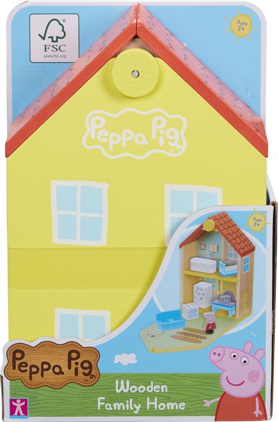 Peppa Pig Houten Poppenhuis met Peppa en Meubels - Speelfiguur