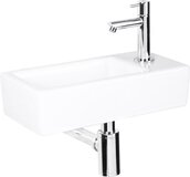 Differnz Helios Fonteinset - Wasbak Keramiek - Wit - Rechte Kraan - Chroom - 36 x 18 x 9 cm