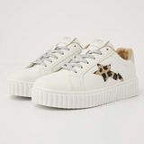 British Knights Bliss Dames Sneakers Laag - Maat 37 - Wit/Zilver/Panterprint