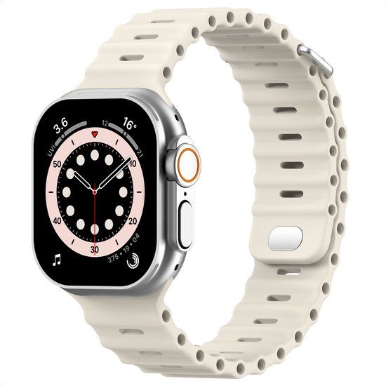 Accezz Premium Siliconen Sport bandje - Geschikt voor Apple Watch 38/40/41/42 mm - Sterrenlicht