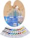 Toppoint Hobby/knutsel schilderen set van 12 kleuren acryl verf met houten palet en 12 verfkwasten