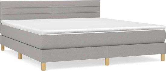 vidaXL Boxspring met matras stof lichtgrijs 180x200 cm