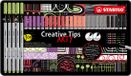 STABILO Creative Tips - PASTEL - Pennenset met diverse puntdiktes – ARTY – Etui met 30 stuks – Met 6 Verschillende Kleuren