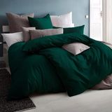 Merkloos / Sans marque Donkergroen 4-delig beddengoed set - 135 x 200 cm - Microvezel