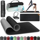 KESSER® Yoga Mat Extra Dik 183x61cm - Turnmat TPE Fitnessmat Gewatteerd & Antislip Yogamat Trainingsmat voor Fitness Pilates & Gymnastiek - Zwart