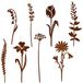 Set de 10 décorations de jardin en métal rouillé