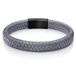 LGT JWLS Lookinggoodtoday Gevlochten Leren Armband Heren Edelstaal Sluiting Grijs Zwart-20.5cm