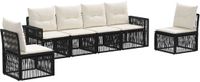 vidaXL Tuinbankenset 6-persoons Zwart en Crèmewit Polyrattan