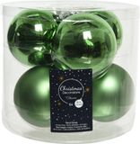 Decoris Kerstballen - 6x st - groen - 8 cm - glas - kerstversiering