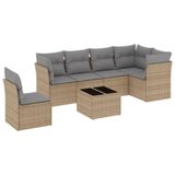 VidaXL Loungeset met kussens, poly rattan, beige