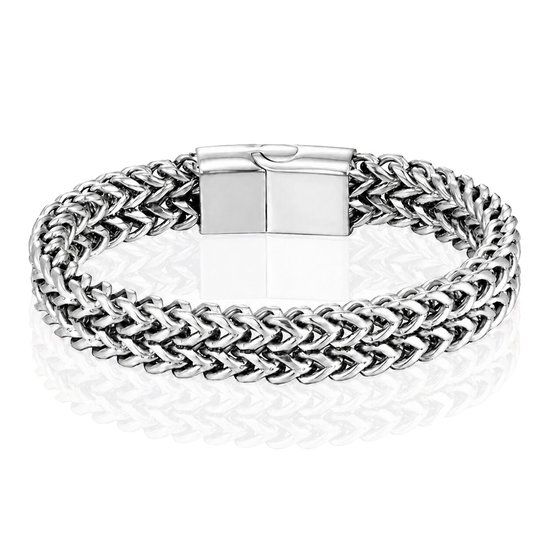 LGT JWLS Heren Armband - Dubbele Curb Chain van Edelstaal, Zilver-21cm