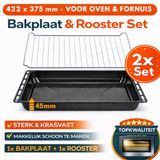 ICQN Diepe Ovenbakplaat 422x370x45 mm en Rooster 422x370 mm Set