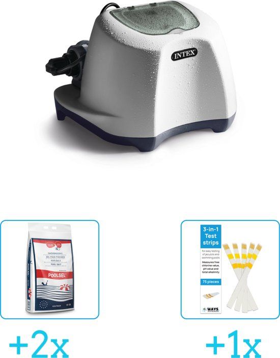 Intex QS500 zoutwatersysteem - tot 26.500 liter - inclusief Zwembadzout & Teststrips