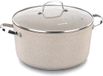 Korkmaz A1262 Granita casserole 8 litres, faitout avec couvercle en verre, antiadhésif, taupe Granita, conservation des couleurs|base solaire fond à induction, 28x14,5 cm