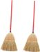 Sorex Set van 2x kinder bezems stro met rode steel 75 cm