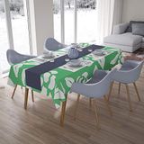 Bonamaison Tafelkleed, Anti-Mold, Sneldrogend, Waterdicht, 100% Polyester Tafellaken, Petroleum Groen, Wit, 140 x 200 Cm
