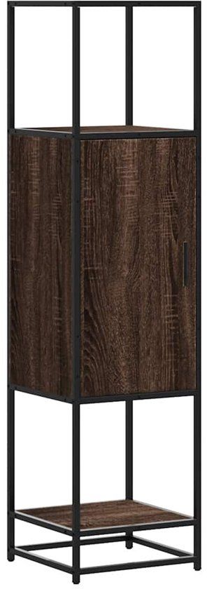 vidaXL Hoge kast 35,5x35x139 cm bewerkt hout en metaal bruin eiken