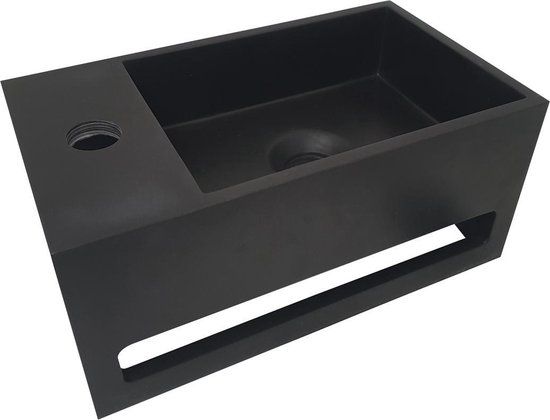 Wiesbaden Julia fontein Solid Surface 35x20x16 cm mat zwart links