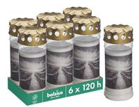 Bolsius Graflicht - Wit - Set van 6 - Brandduur 120 uur - Rouwkaars & Gedenkkaars - Met motief - Berg - Ongeparfumeerd - Zonder palmolie