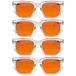 Opulize ERA slaapbril met 99,9% blauwlichtfilter Dames/Heren - Oranje Lenzen - Antireflectie & niet-verblindend - 4 Stuks - UV400 - Groot rechthoekig montuur - Nachtbril - Transparant