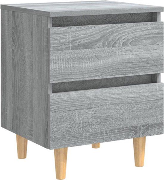 vidaXL Nachtkastje met houten poten 40x35x50 cm grijs sonoma eiken
