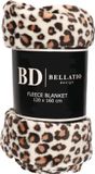 Bellatio design Plaid - fleece deken - luipaard dieren print - 120 x 160 cm